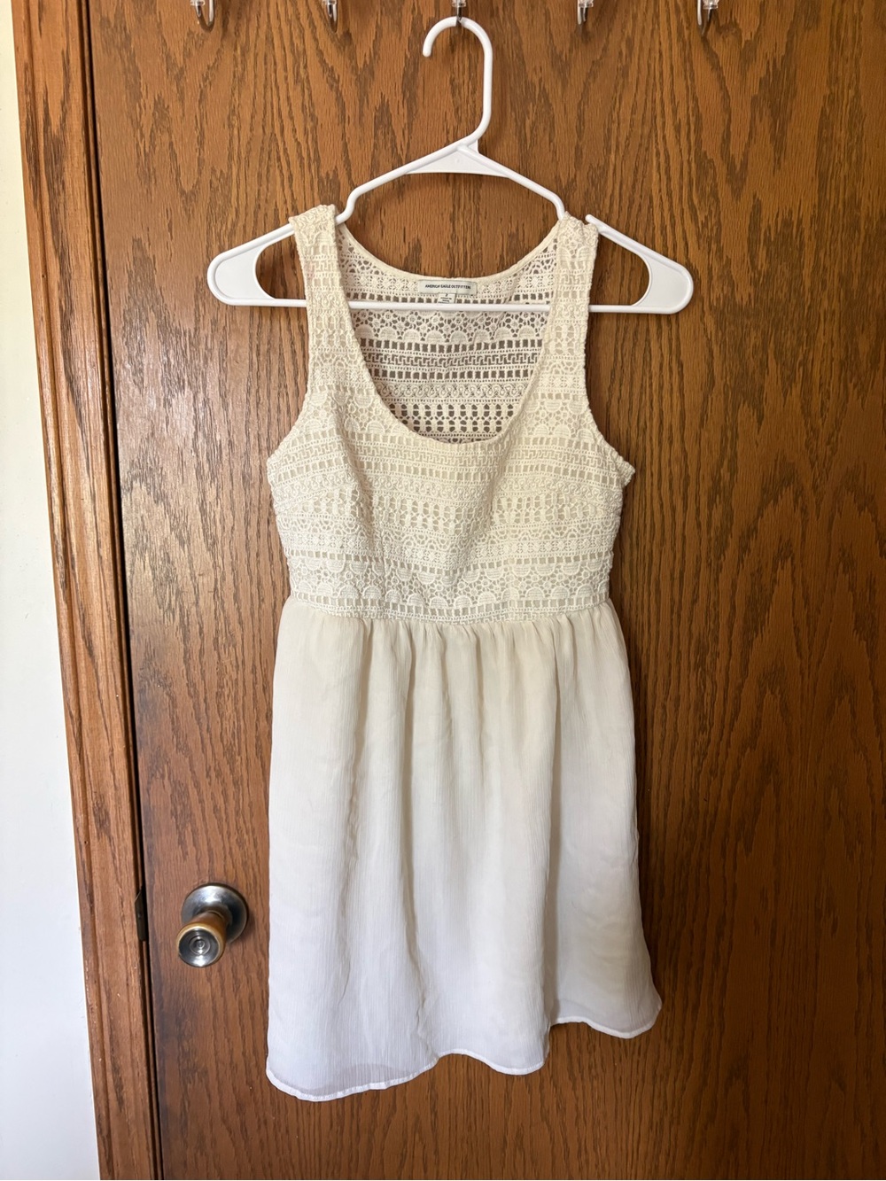 American Eagle Outfitters Cream Crochet Bodice Sundress ***